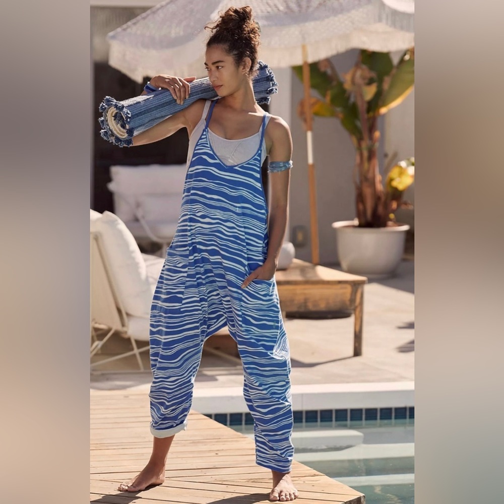 FP Movement by Free People Blue Wave Print Jumpsuit